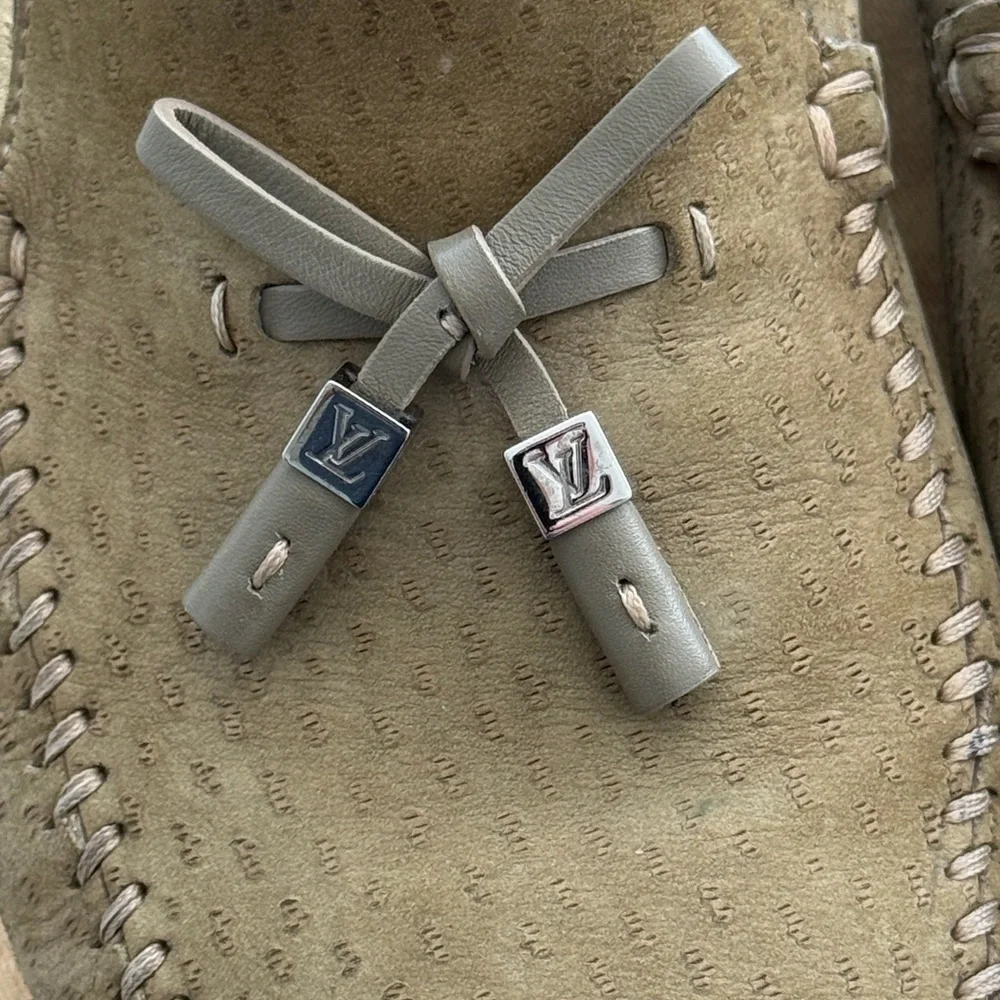 Louis Vuitton Light Sage Green Leather Loafers for Men